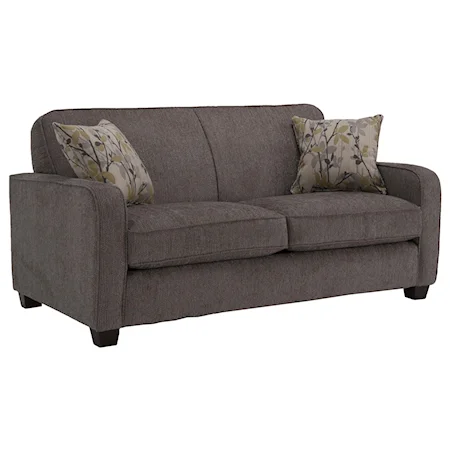Contemporary Loveseat with Smooth Track Arms and Small Wood Feet